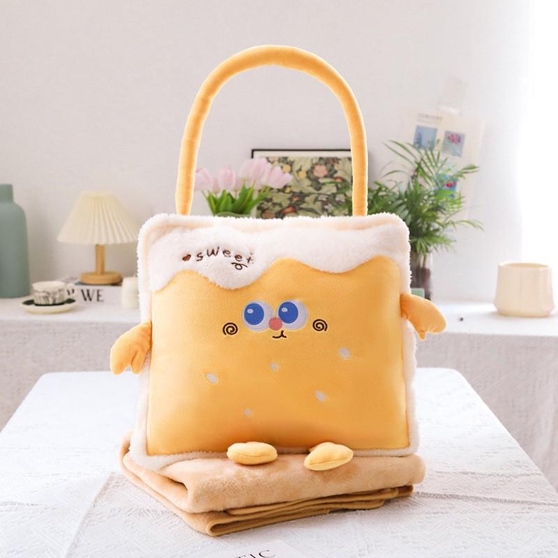 Cartoon Portable Pillow Quilt 2-in-1 Pillow Blanket Office Nap Pillow Car Folding Dopamine Pillow