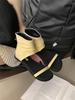 Fashion Low Shoes Woman 2025 Shallow Slipper Hoof Heels Rubber PU Fabric Slides Shallow Shoes Woman 2025 Low Slipper PU Slides Hoof Heel