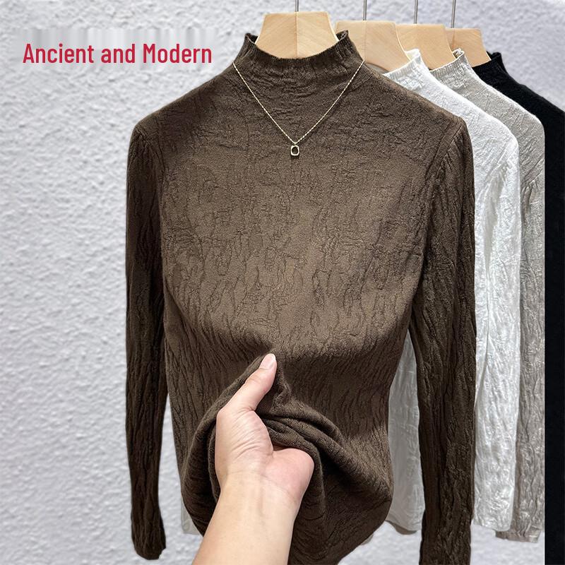 

GUJIN Women s Warm Knit Half-High Neck Base Layer Top One Size
