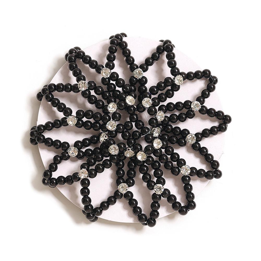 Elegant Pearl Crochet Bun Net Elastic Fake Pearl Hair Nets Hair Bun Covers  Hair Accessories
