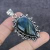 Labradorite Gemstone 925 Sterling Silver Jewelry Pendant 2.36"