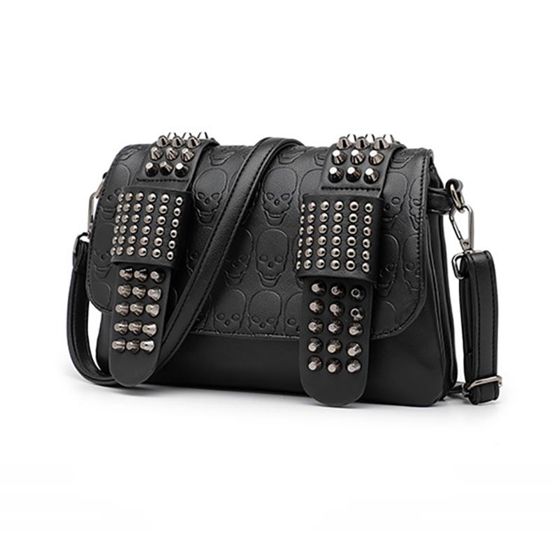 Fashion Shoulder Bags For Women Cool Skull Rivet Crossbody Messenger Bag Lady Large Capacity Shipping Bag Handbag Clutch Purse