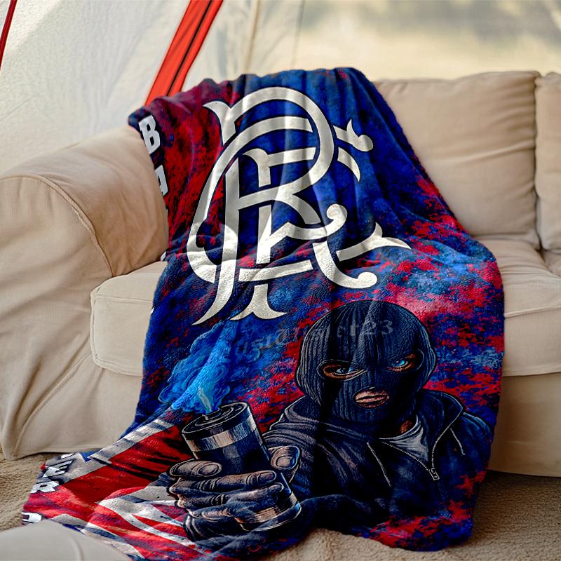 [1 Stk. Rangers FC Decke] Ganzjahresdecke - Gemütliche Decke für Sofa Couch Heimdekoration, Digital bedruckte Nickerchen-Decke