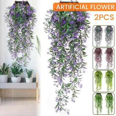 2Pcs Artificial Ivy Flower Vine Garland Hanging Home Garden Trailing Basket Plant