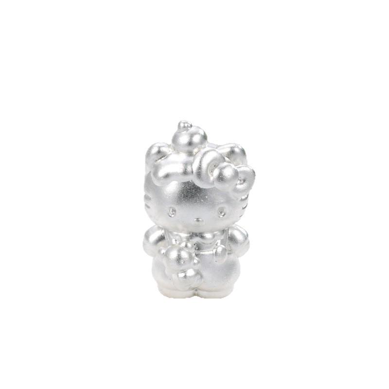 Sterling Silver 999 Hello Kitty DIY Beading Apple Little Bear Handmade Woven Rope Lucky Beads Jewelry