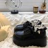 High platform loafers women's laced up chunky flats ladies faux leather shoes waterproof woman thick sole loafers female flats
