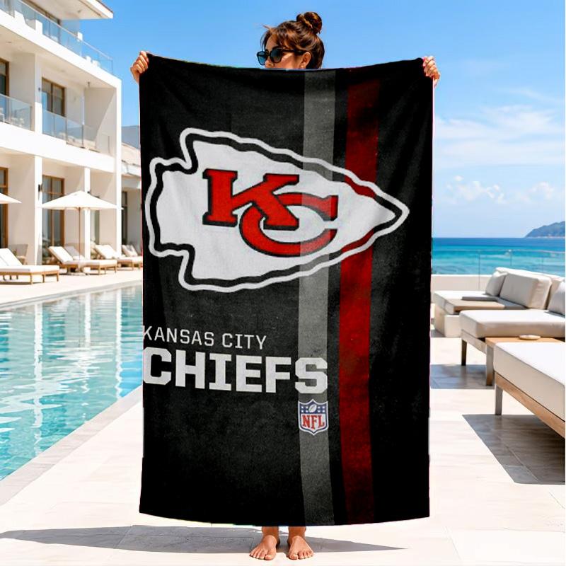 Kansas Chiefs Logo Beach Towel, Quick-drying, Easy to Care for, Suitable for Both Fitness and Beach Vacations,Sports Essential