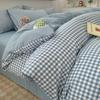 Simple Pure Cotton Four-piece Set Plaid Pure Cotton Bed Sheet Quilt Cover Bed Sheet Type Pure Cotton Dormitory Three-piece Set