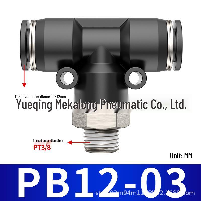 Three-Way Pneumatic Quick Connector Set for Air Hoses - Black, White, Blue Fittings