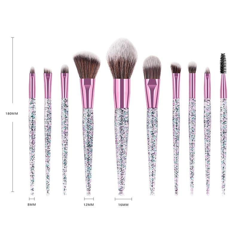 Colorful Makeup Brush Set Glitter Shinny Crystal Foundation Blending Power Cosmetic Beauty Make Up Tool Set