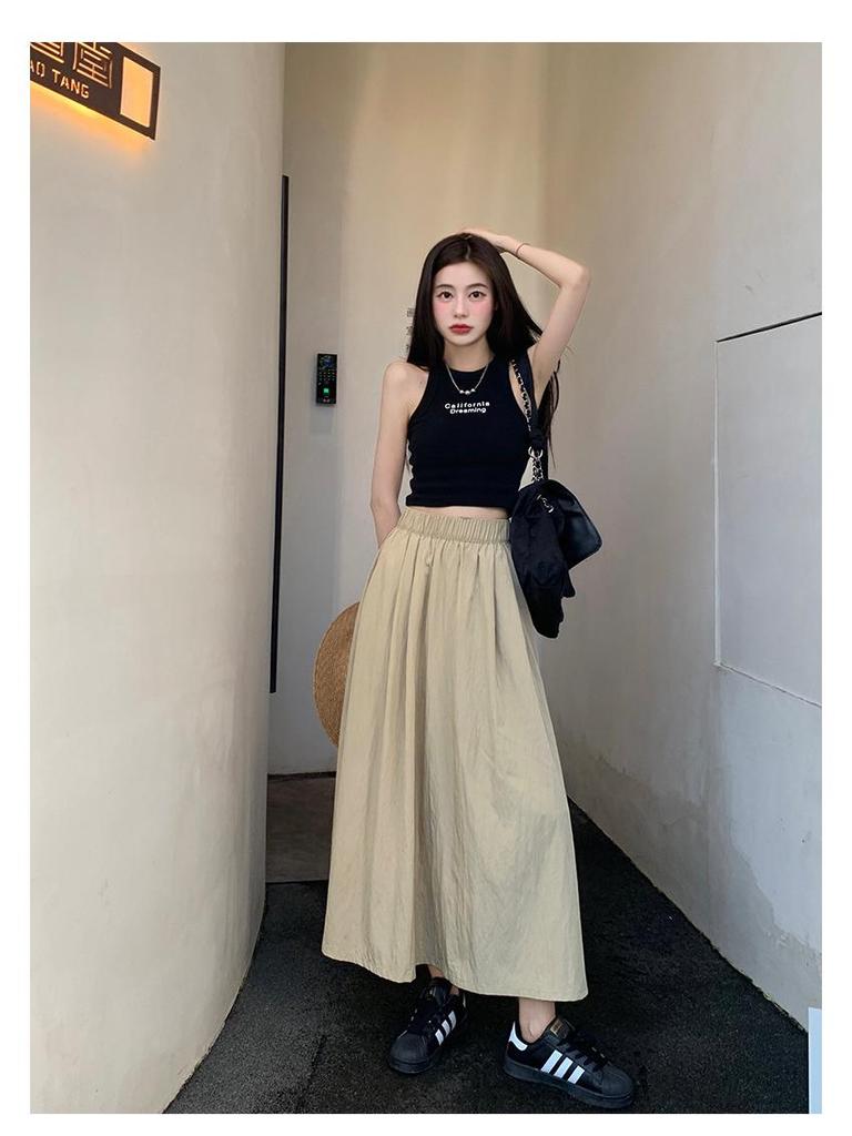 2026 Women's Retro French A-Line Knee-Length Umbrella Skirt