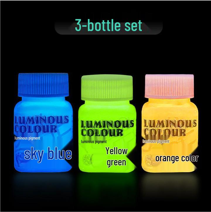 Glow-in-the-Dark Fluorescent Acrylic Paint Set for Kids DIY Clothing and Graffiti Creations.