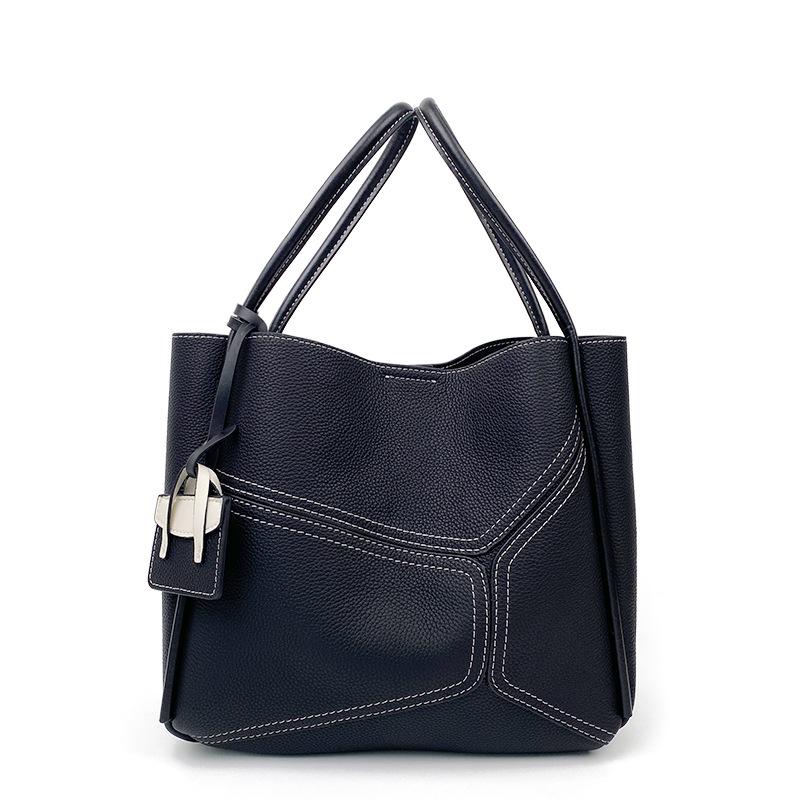 

Cowhide Bag Women Versatile Commuting Shoulder Bag 2025 New Fashion Tote Bag Large Capacity Women Genuine Leather Crossbody Bag чорний