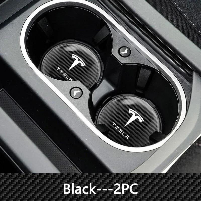 Car Sticker 2025 Hot For Tesla 2PCS Car Coaster Silicone Water Cup Slot Non-Slip Mat PVC Pads Model 3 Y S X 2021 Roadster Cybert