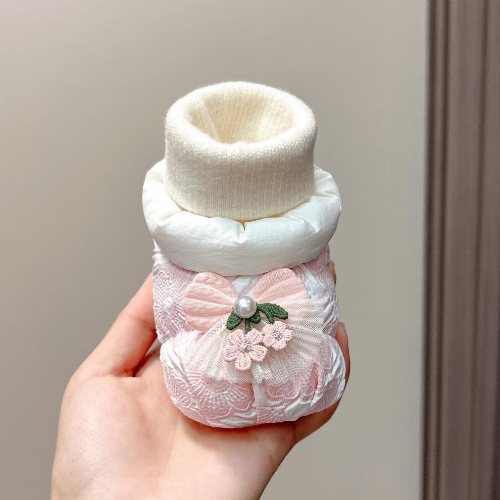 Soft Sole Velvet Baby Shoes for Girls, 6-12 Months, Warm and Non-Shedding