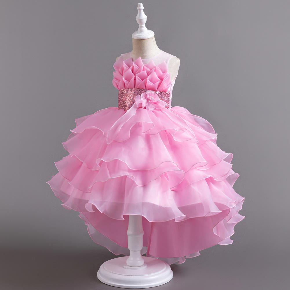 Girls Dress Flower Girl Tail Dress Organza Cake Princess Child Dress Wedding Pom Pom Dress  Little Girl's Favourite Dress Dresses