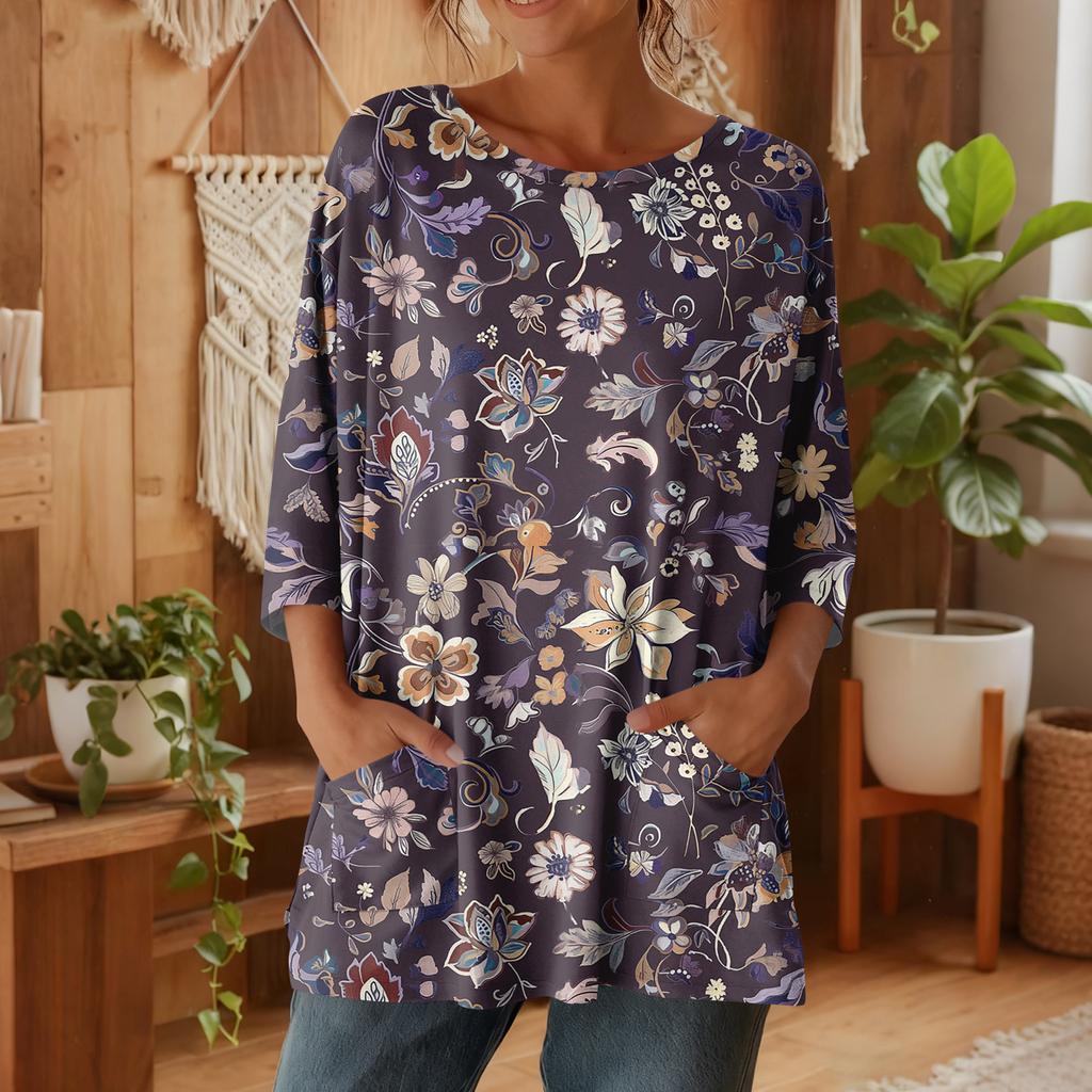 Damen 3/4-Ärmel Shirts Grafik-T-Shirts Shirts Lässige Basic-Tops Pullover