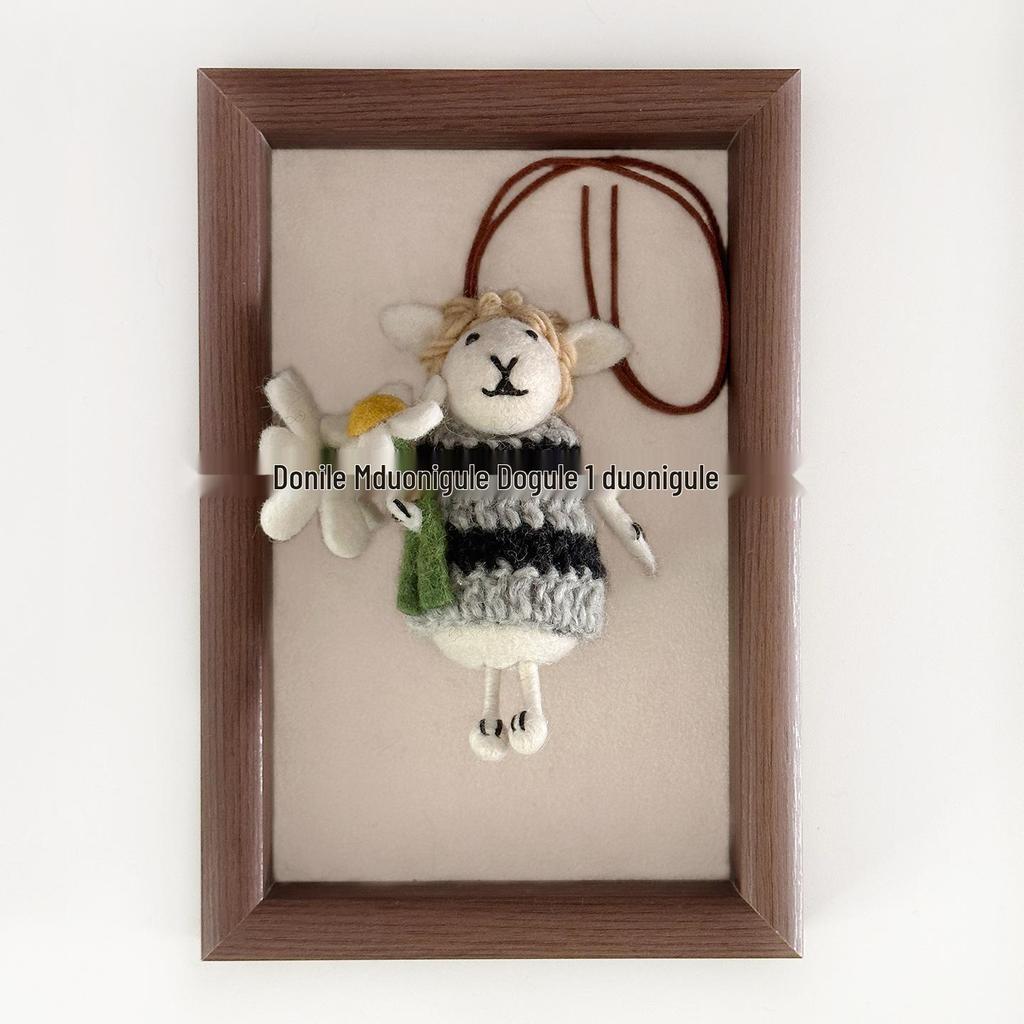 Blonde Flower Wool Felt Lamb Doll Pendant - Bag Charm, Keychain, Car Ornament