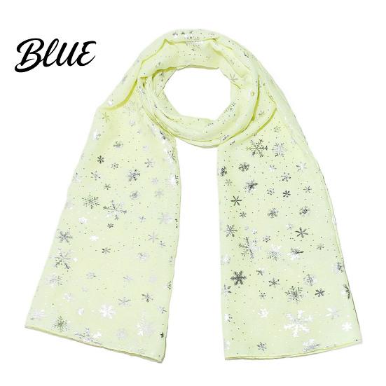Holiday Gathering Accessory Glitter Sparkly Foil Snowflake Print Scarf for Women Christmas Soft Fabric Winter Gift Theme Shawl Wrap Fall Lightweight