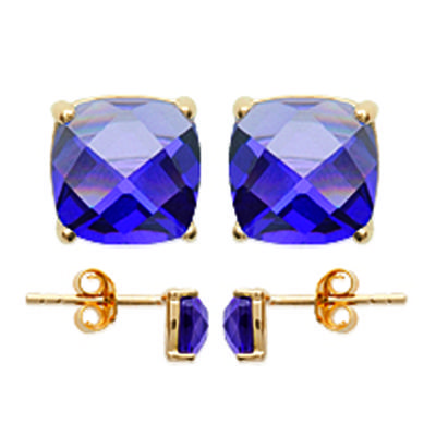 [K3792] - Gold Plated 'Unique' Golden Amethyst Earrings - 6x6 Mm