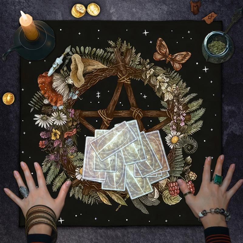 Divinations Tablecloth Star Plant Astrology Tarots Card Tablecloth Altars Cloth Divinations Board Game Accessory