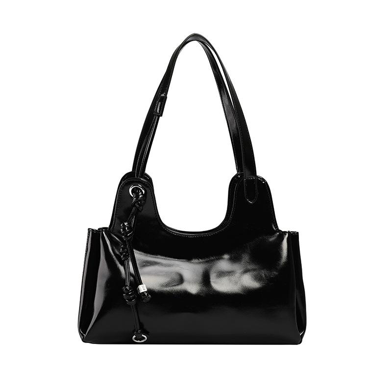 

Korean version of large-capacity casual tote bag women s 2025 summer new simple foreign style solid color shoulder bag commuter bag чорний