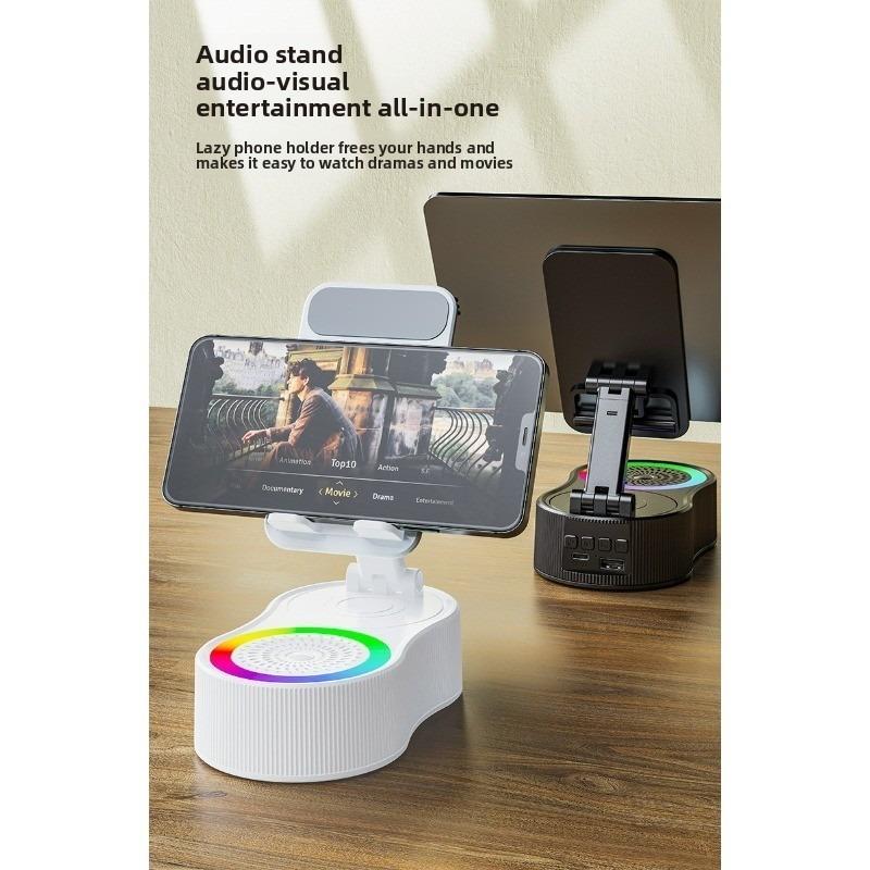 360 Rotary with Lifting Mobile Phone Holder Power Bank Bluetooth Speaker Mini Portable Ambient Light Audio