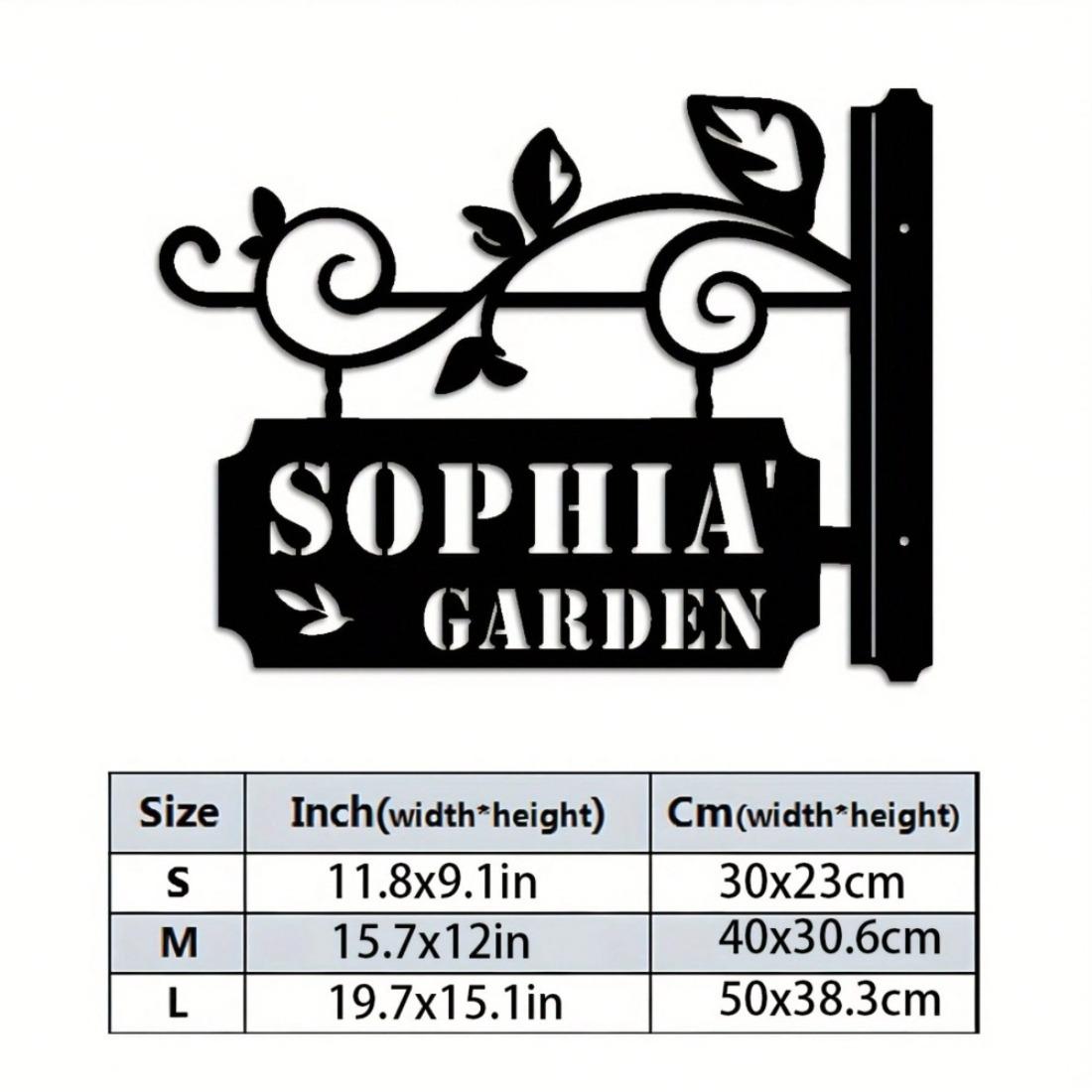 

Customizable Metal Garden Wall Decor Personalized Name Stakes Outdoor Sign M чорний