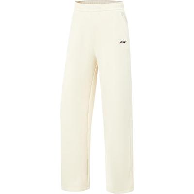 Li Ning Fitness Series Warm Fleece Fashion Wide Leg Mid Waist Casual Knitted Sports Pants Women Pants AKLV972-5