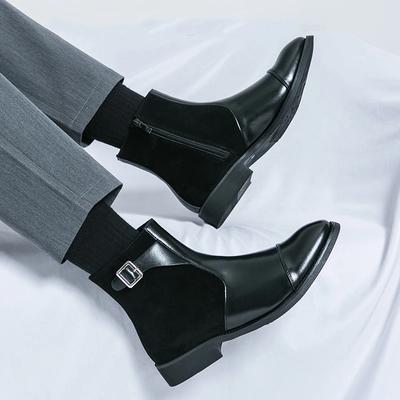 Fashion New Fashion Genuine Leather Chelsea Boots Handmade Man Pointed Dress Boots Slip On Mens Casual Shoes Side Zipper Men Ankle Boots