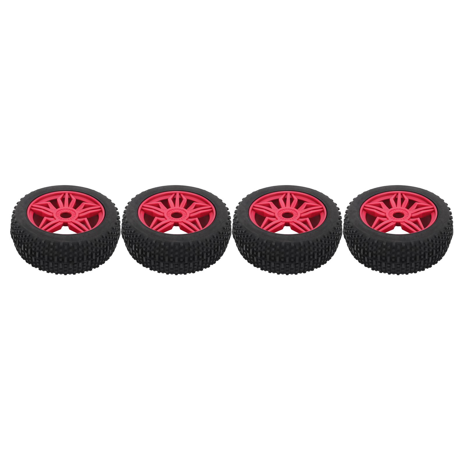 

4PCS Remote Control Car Tires Stable Grip Strong Cushioning Uneven Texture Thickening Universal for 1 8 RC Car Red Red червоний