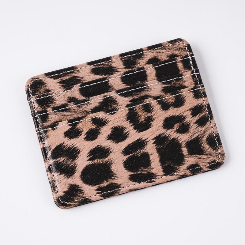 Women Leopard Print Card Wallet PU Leather Multi Slot ID Credit Card Holder Case Ultra Thin Card Sleeve