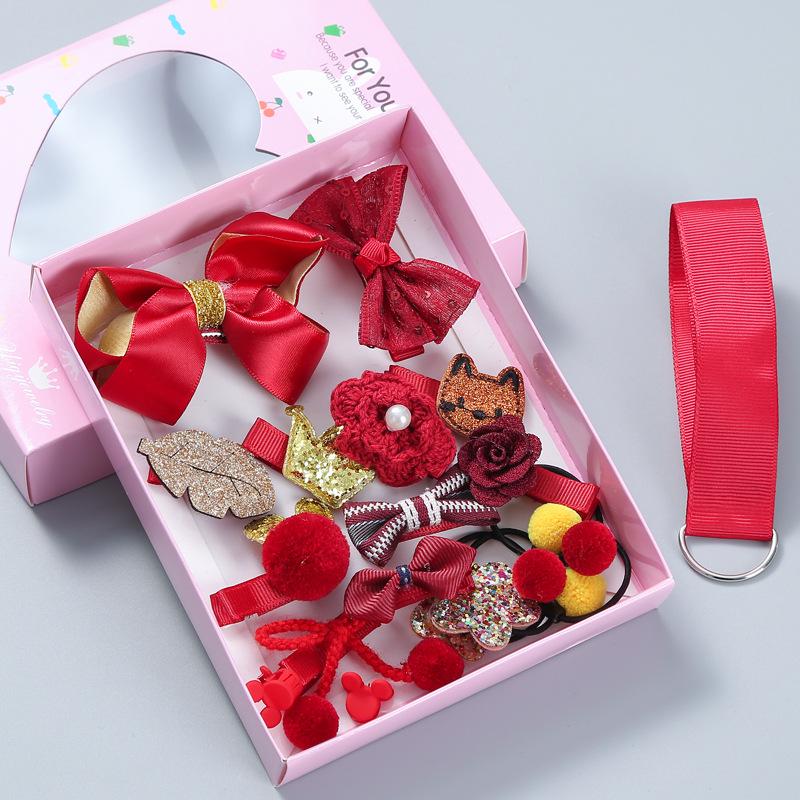Korean Style 18-Piece Children's Hair Clips Gift Set - Hair-Friendly Bows & Crown Hairpins for Girls