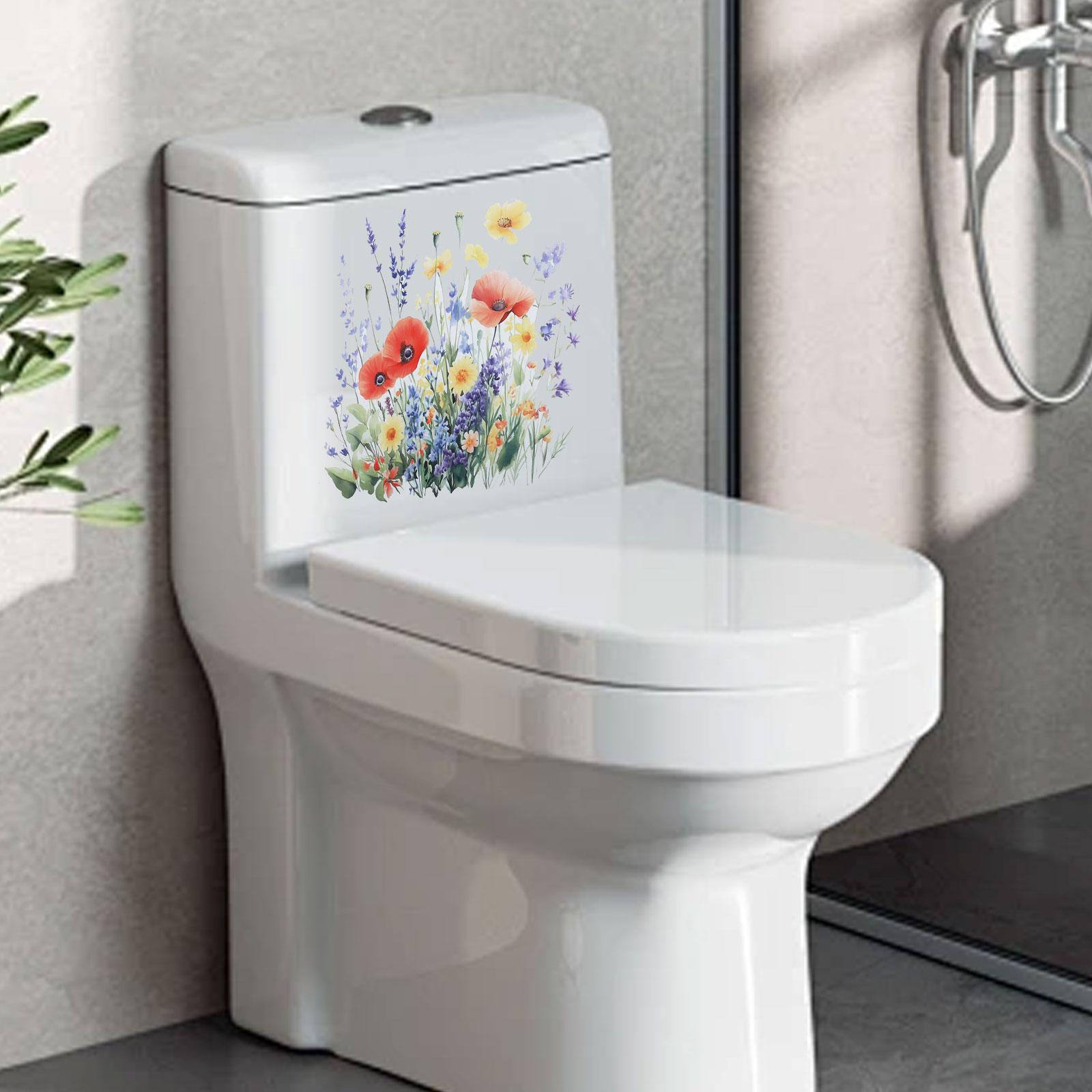 4Pcs Fresh Plant Flower Butterfly Creative Sticker Home Bathroom Toilet Sticker Toilet Stickers For Toilet Wall China Mainland