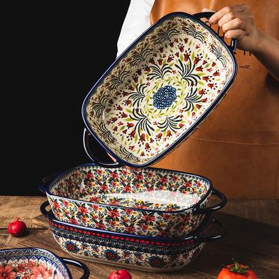 Pirofila in ceramica stile polacco stoviglie forno microonde forno ciotola grande insalata frutta torta piatto rettangolare decorazione festa