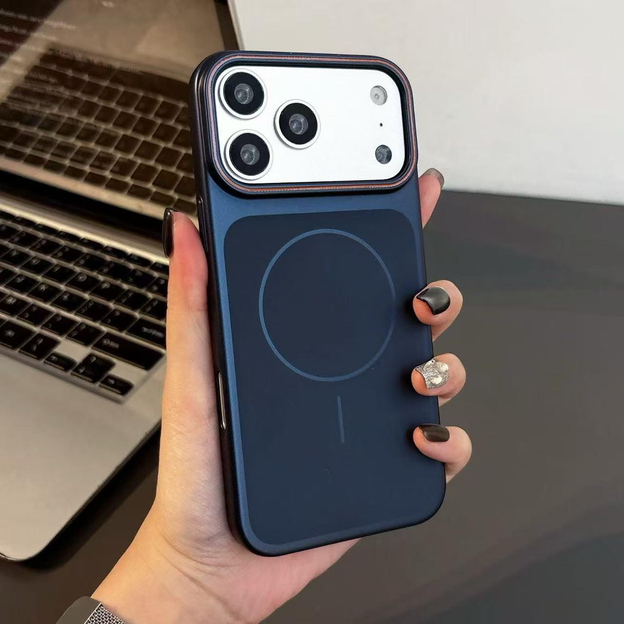 Magnetic Anti-Fall Protective Case for iPhone 16/15/ProMax, Frosted Finish 15 темно-синий
