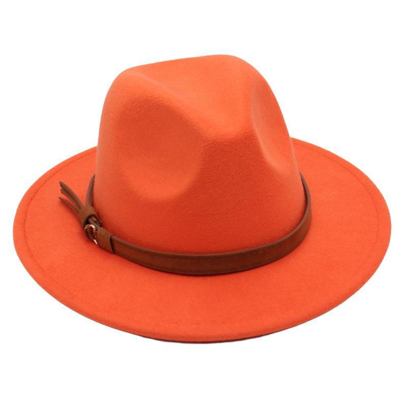 Gentleman'S Top Hat Vintage Jazz Hat Men'S And Women'S Elegant Felt Hat Belt Buckle Tweed Hat Light Luxury