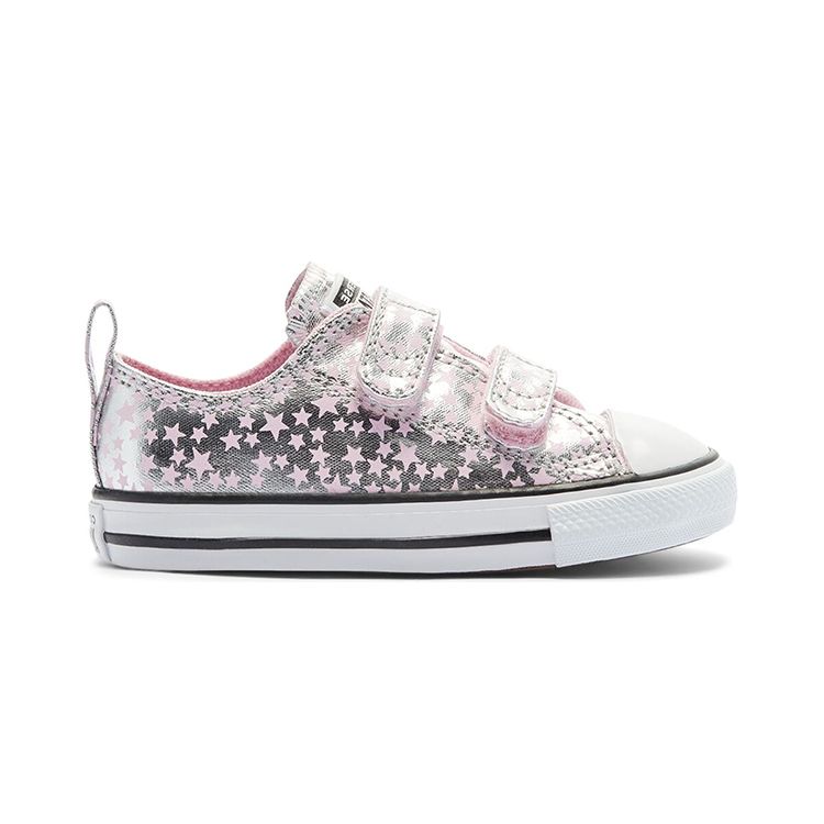 Converse Chuck Taylor All Star Low Top Baby Walker Shoes Silver Pink Baby Shoes 769706C