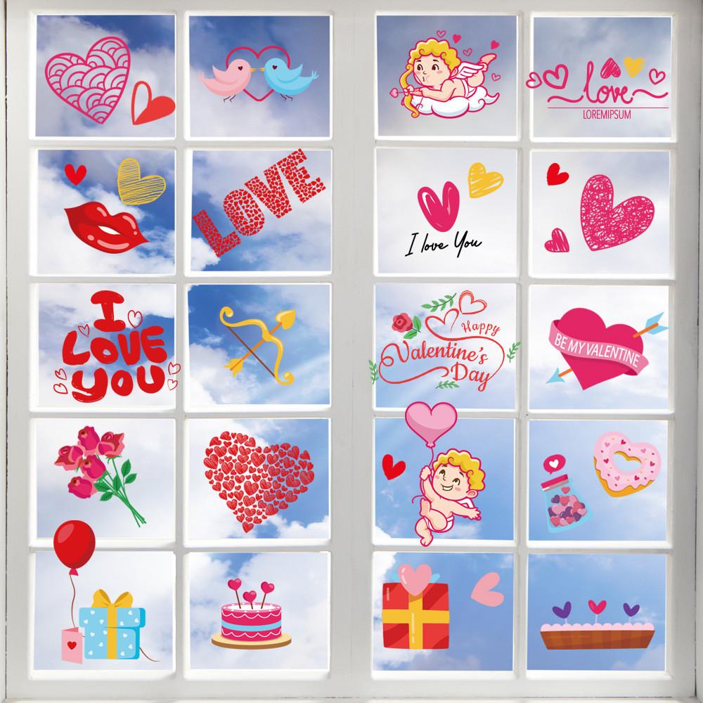 Playful Xh110 Family Interactive Heart Window Clings For Valentines Day Decor