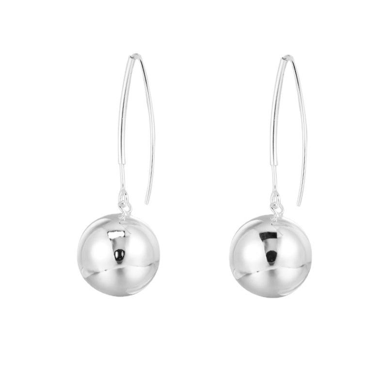 Round Ball Dangle Earrings: Retro Style S925 Silver Hooks for Women - Hip Hop Charm & Good Luck Jewelry