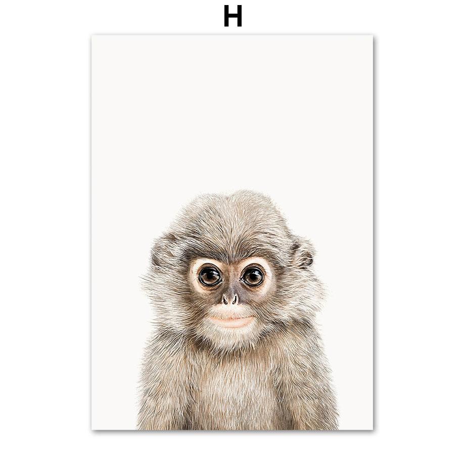 

Медведь Банни Лиса Олень Сова Ежик Обезьяна Детская Настенная картина на холсте Плакаты и принты Настенные картины Декор для детской комнаты A4 21X30cm No Framed