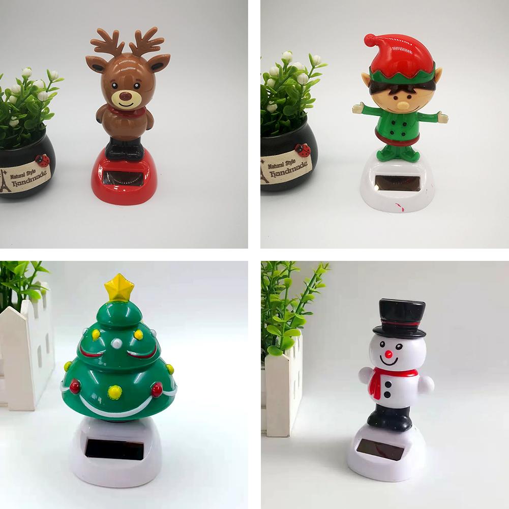 NEW Christmas Series Swinging Solar Doll Christmas Tree Snowman Santa Claus Elk Funny Car Ornament Automatic Swing Car Interior