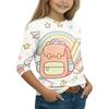 Children's Casual Printed 3/4 Sleeve Round Neck T-Shirt for Back to School Everyday Wear