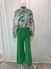 2026 Spring European & American Women's Printed Shirt & Elegant Wide-leg Pants Fashion Set