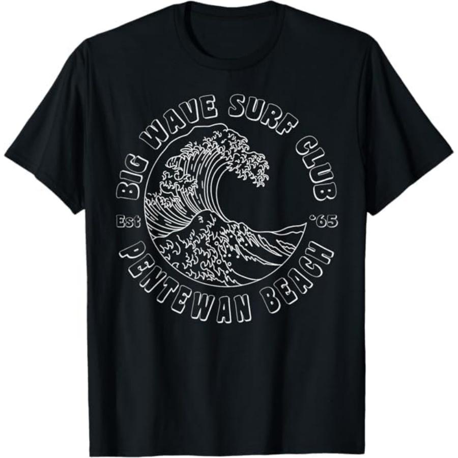 Pentewan Beach, Big Wave Surf Club, Classic Surfing Beach T-Shirt Mali Mens Womens Tank Top Sweatshirt Hoodie Longsleeve 1038 Black S
