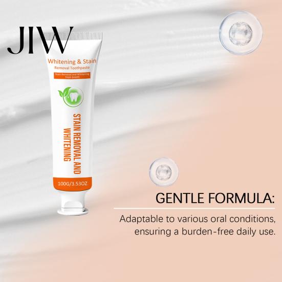 Teeth Cleaning Toothpaste 100G Stain Removal Whitening Toothpaste, Gentle Cleansing for Oral Care Men Women, Fresh Breath Mints Flavor Remover