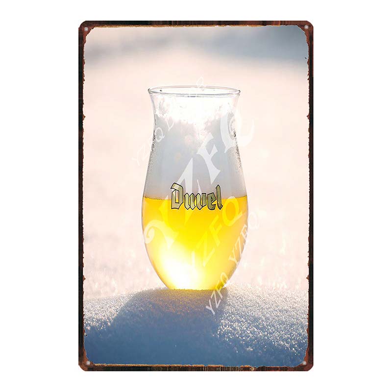 YZFQ Belgické Pivo Duvel Plechové Kovové Značky Deska Vintage Hudební Bar Restaurace Domov Pánská Jeskyně Dekor Nástěnné Samolepky DU-7713B