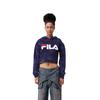 New FILA Aitana Crop Velour Hoodie Sweatshirt Women's Marine Blue LW932642-410