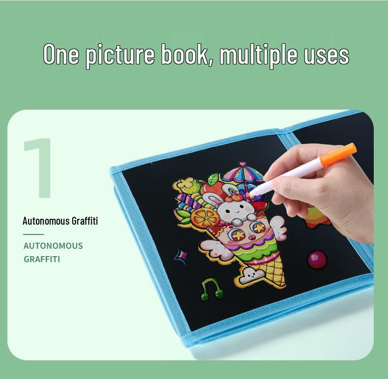 Portable Eco-friendly Children's Drawing & Doodle Board - Foldable, Waterproof & Wipeable 