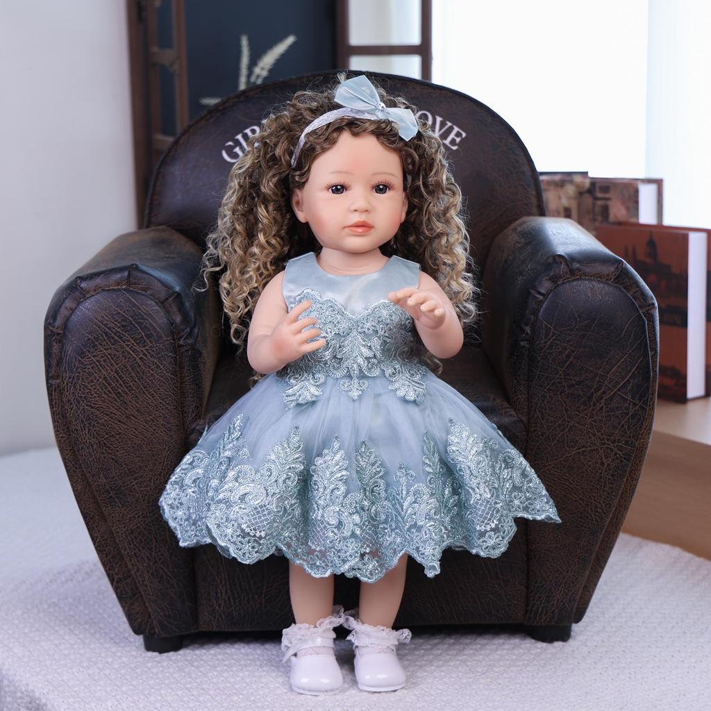 Lifelike 55 Cm Princess Reborn Baby Doll Bathe Silicone Vinyl Newborn Babies Doll Toy Suit Kids Early Educational Christmas Gifts